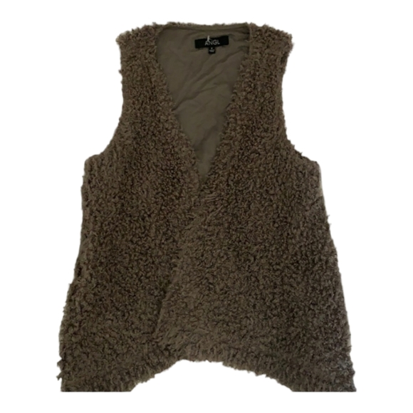 Angl lined Khaki vest shaggy teddy soft texture - Picture 2 of 3